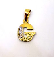 Yellow white gold stone letter pendant (zal-au101119)