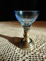 Antik, ezüst talpas szecessziós likőrös pohár, stampedli