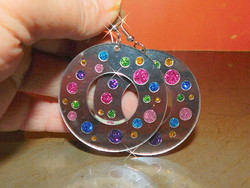 Sparkling rainbow craft hoop earrings can be worn on both sides