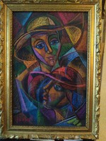 János Józsa painter women in hats