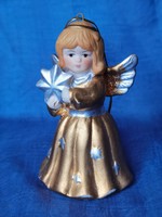 Porcelain biscuit hand painted angel bell with Christmas tree ornament