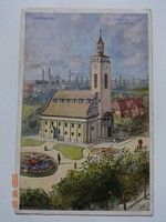 Régi képeslap: Diósgyőr Vasgyár (Miskolc); Református templom és paplak