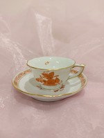 Herendi-Apponyi orange mintás porcelán kávés csésze,csészealjjal