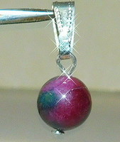 Ruby-zoizite mineral sphere pendant