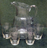 Old glass glasses with water + wine spout