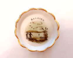 Old aquincum porcelain mini bowl with Balaton inscription 5 cm