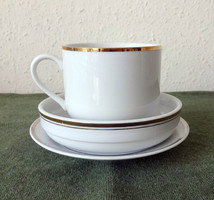 Porcelain coffee cup with saucer and small bowl - for breakfast