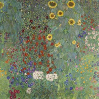 Gustav Klimt Farmkert napraforgóval - reprint