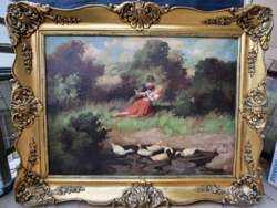 Nándor Vydai Brenner (1903-1949) oil painting 80x60 cm, framed - life picture - rural brenner