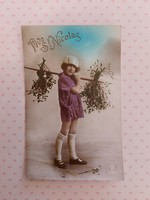 Régi karácsonyi képeslap 1923 fotó levelezőlap fagyöngy kislány