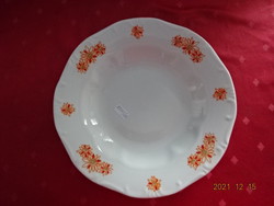 Zsolnay porcelain deep plate, yellow flower pattern, diameter 24 cm. He has!