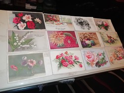 Ritka régi virágos képeslapok  12 db 3cs.