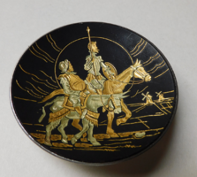 Don Quijote és Sancho Panza -  toledói damaszkén fém tálka