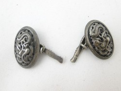 5645 Pair of old silver oval cufflinks