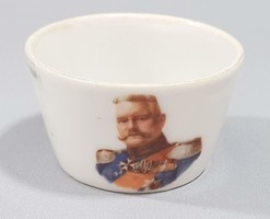 Porcelán világháborús emlék kupica, csésze Paul von Hindenburg portréjával