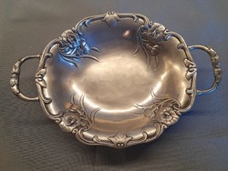 Bowl with silver-plated tin tabs