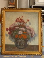 Autumn dénes for sale: oil canvas painting entitled Still Life with Flowers