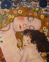 Moona: Anyaság (Klimt festményének másolata) EREDETI olajfestmény