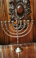 Nine-armed menorah candlestick with Star of David