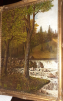 Antique forest landscape with stream 59x79