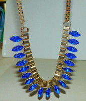 Casual london blue crystal gold gold filled necklace with blue beauty