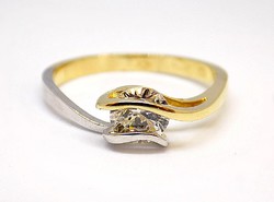 Sárga-fehér arany köves szoliter gyűrű (ZAL-Au104836)