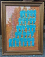 Ferenczi Noémi. Felvonulók  "Éljen Május elseje" Tempera pauszpapír.
