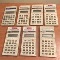 7 old pocket calculators
