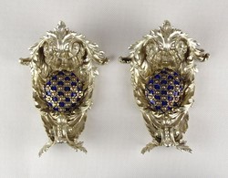 Pair of 0U126 antique enamel silver wall ornament