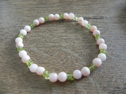 Natural pink opal and peridot bracelet