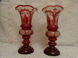 2 pcs antique Biedermeier glass cups / glasses.