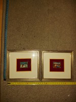 Two small superior packed pictures, wall finished vintage gems!