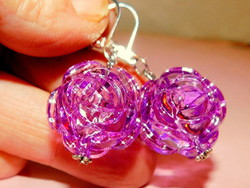 Violet flower craft earrings