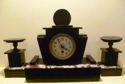 Antique art deco marble dresser clock fireplace clock 3 pcs