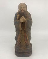 Old chinese hand painted and carved buddha buddhist wooden statue figurine china japanese asia east