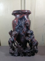 Pumice vase with monkeys