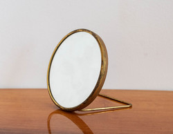 Vintage tükör réz színű keretben - pipere, borotválkozó tükör - bádog