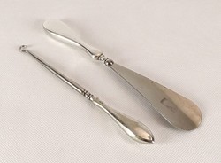 1A921 Antique silver shoehorn and shoe button