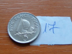 GUERNSEY 5 PENCE 1999 (jachtok, csökkentett méret) 18 mm 17.