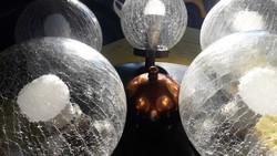 Csanádi György iparművész mennyezeti lámpa csillár retro Luxart