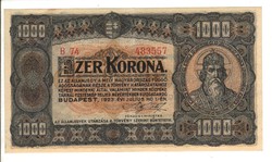 1000 korona 1923 Nyomdahely nélkül 5.