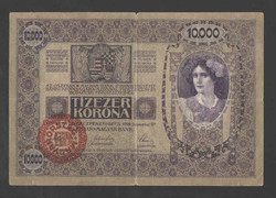 10000 korona 1918.  VG+!!  Magyarország felülbélyegzés!!