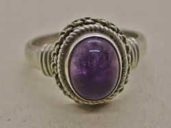 Szép régi kézműves ezüst gyűrű ametiszt kővel