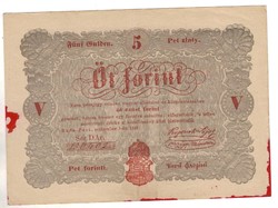 5 öt forint 1848 piros betűs 3.