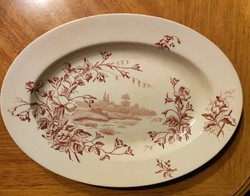 Terre de fer French /? / Oval bowl with flower pattern.