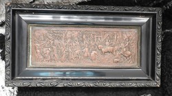 HONFOGLALÁS - bronz falikép antik fa keretben