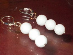 White jade pearl earrings