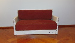 Antique art deco, larger size wooden toy furniture, sofa bed from the '20s