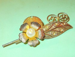 Flower brooch fire-plated brooch pendant