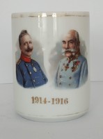 I. világháborús bögre Ferenc József és Vilmos császár portjréjával 1914 -  1916